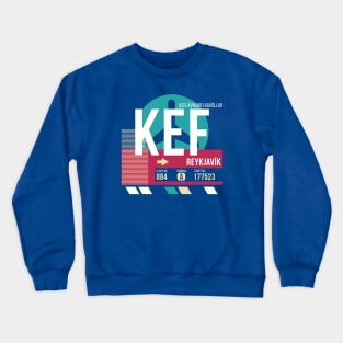 Reykjavik, Iceland (KEF) Airport Code Baggage Tag E Crewneck Sweatshirt